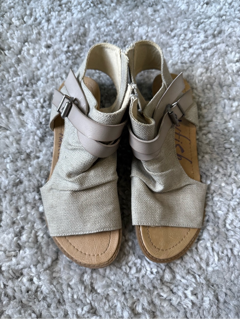Neutral Canvas Slingback Sandals with Adjustable Strap - Beige